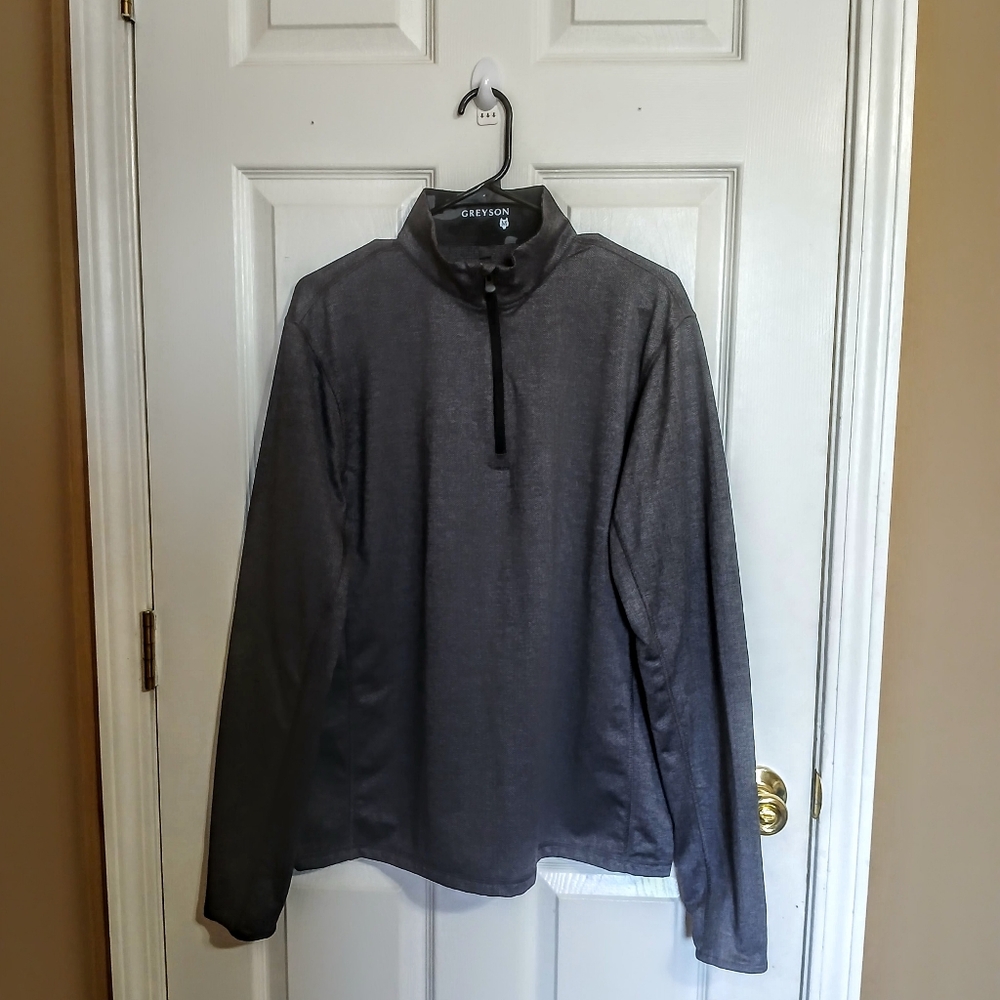 Greyson Tate Herringbone Mock Neck Quarter Zip Golf  Pullover Men Gray M - Picture 3 of 7